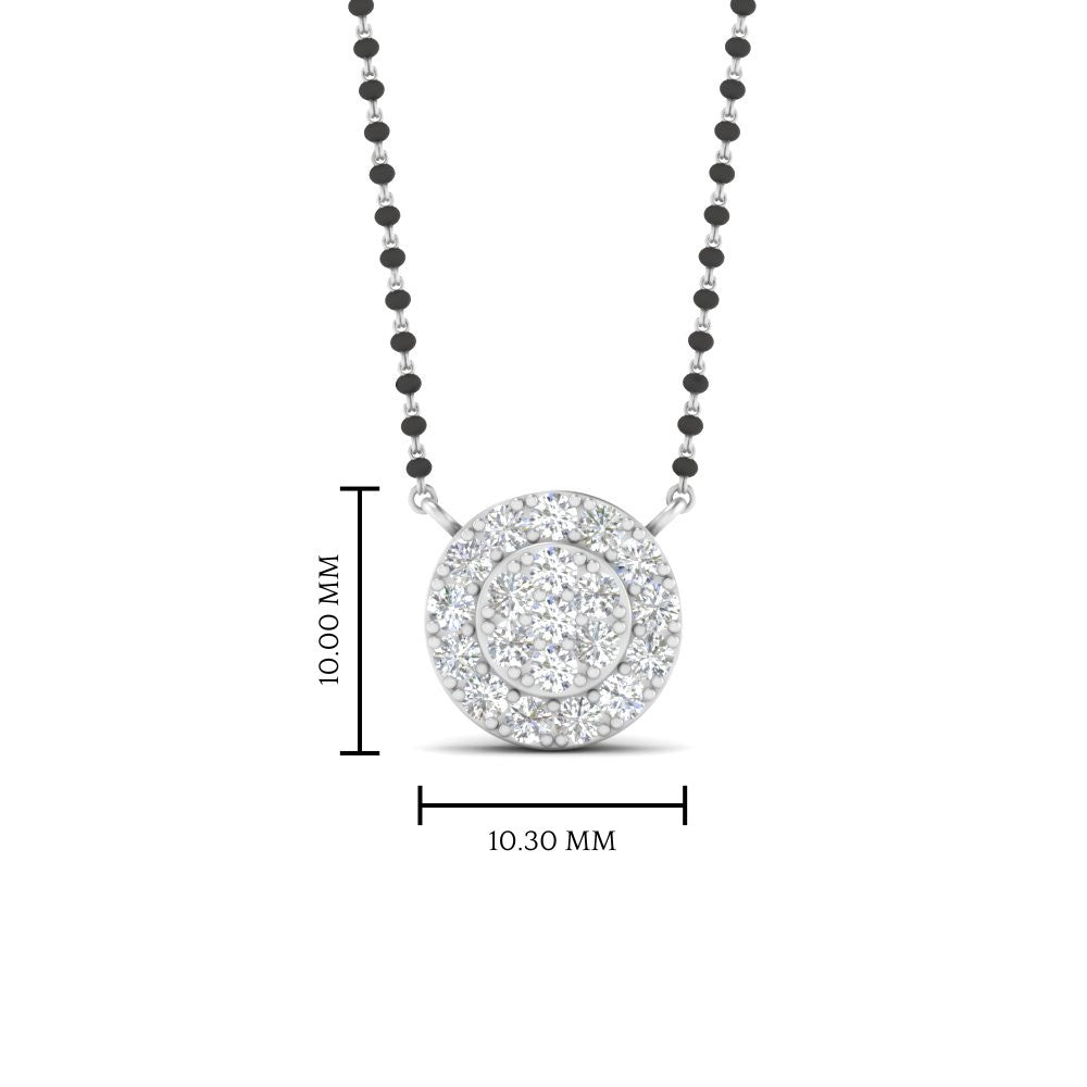 Round Halo Mangalsutra Diamond Pendant