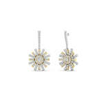 Load image into Gallery viewer, Sunflower Diamond Two Tone Drop Earrings
