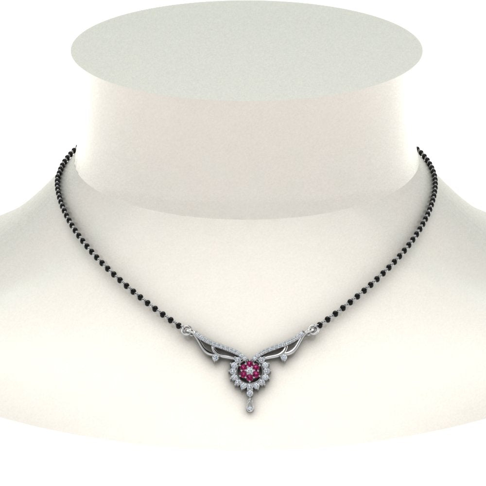 Beautiful-Diamond-Bead-Mangalsutra-With-Pink-Sapphire