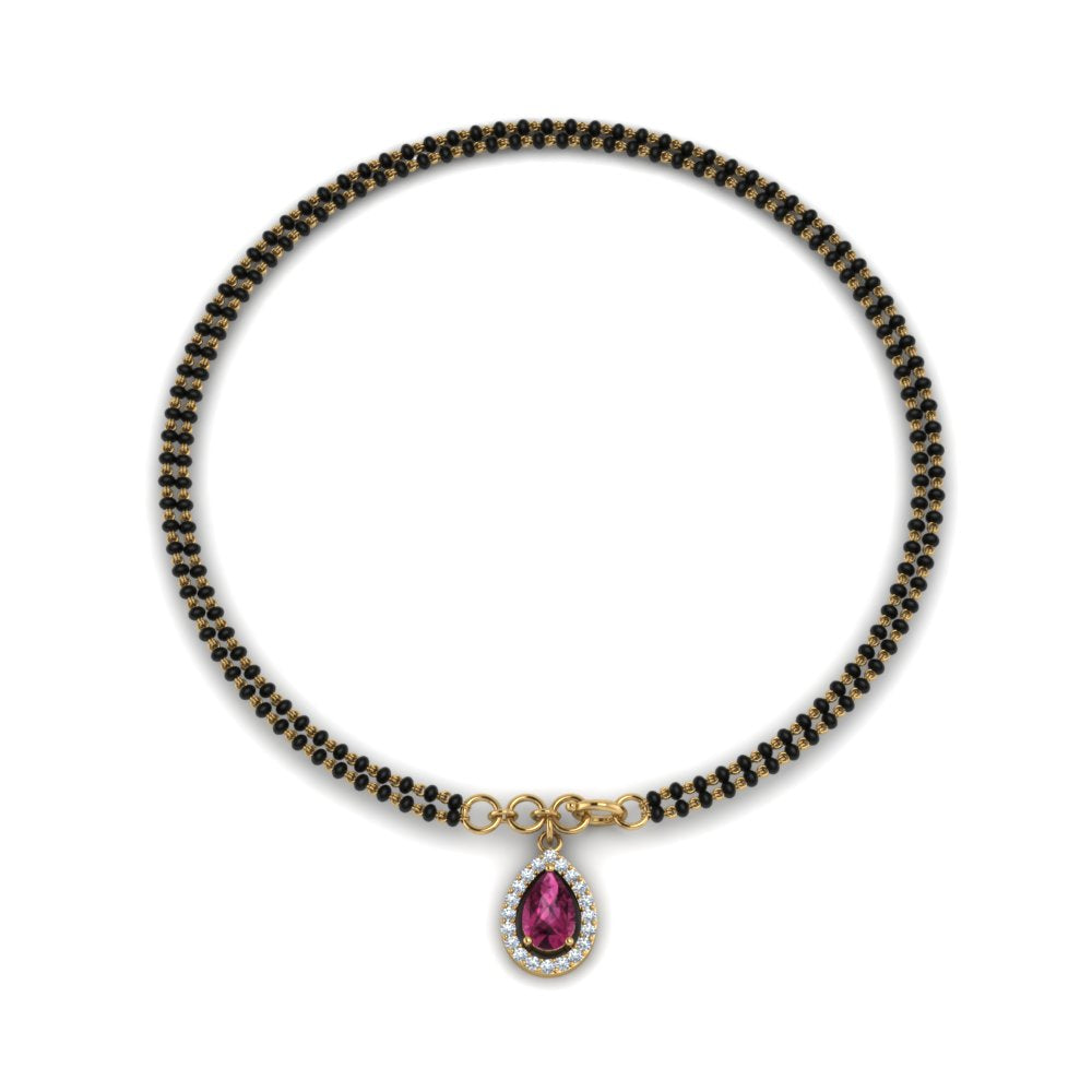 Teardrop Halo Pink Sapphire Bracelet Mangalsutra